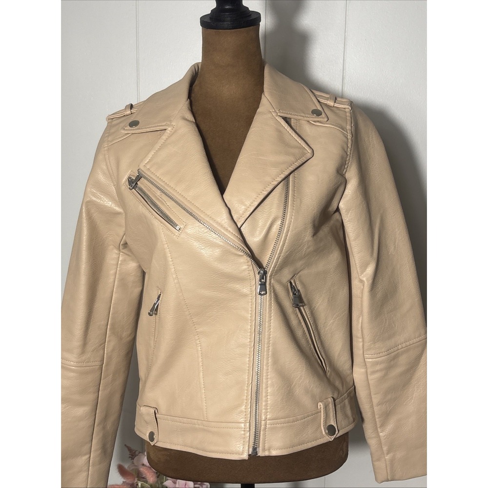 Zara Girls Size 13/14 Baby Pink Faux Leather Biker Motorcycle Jacket Stylish - Picture 14 of 14